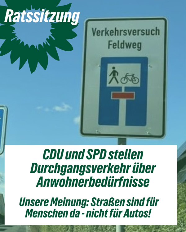 Bild zur Ratssitzung zum Verkehrsversuch am Feldweg